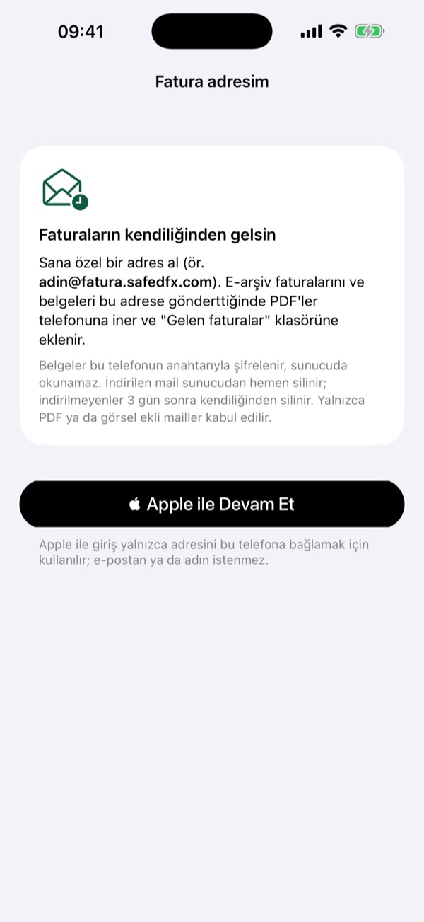 Fatura adresi ekranı ve gelen faturalar