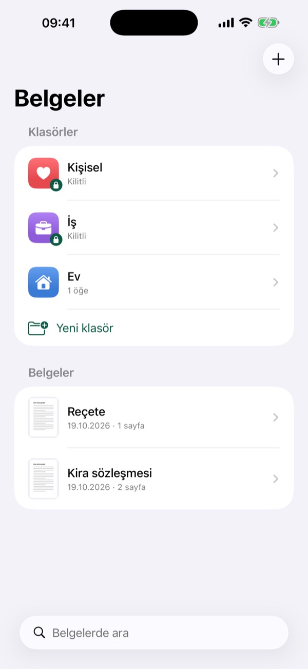 Belgeler ekranı