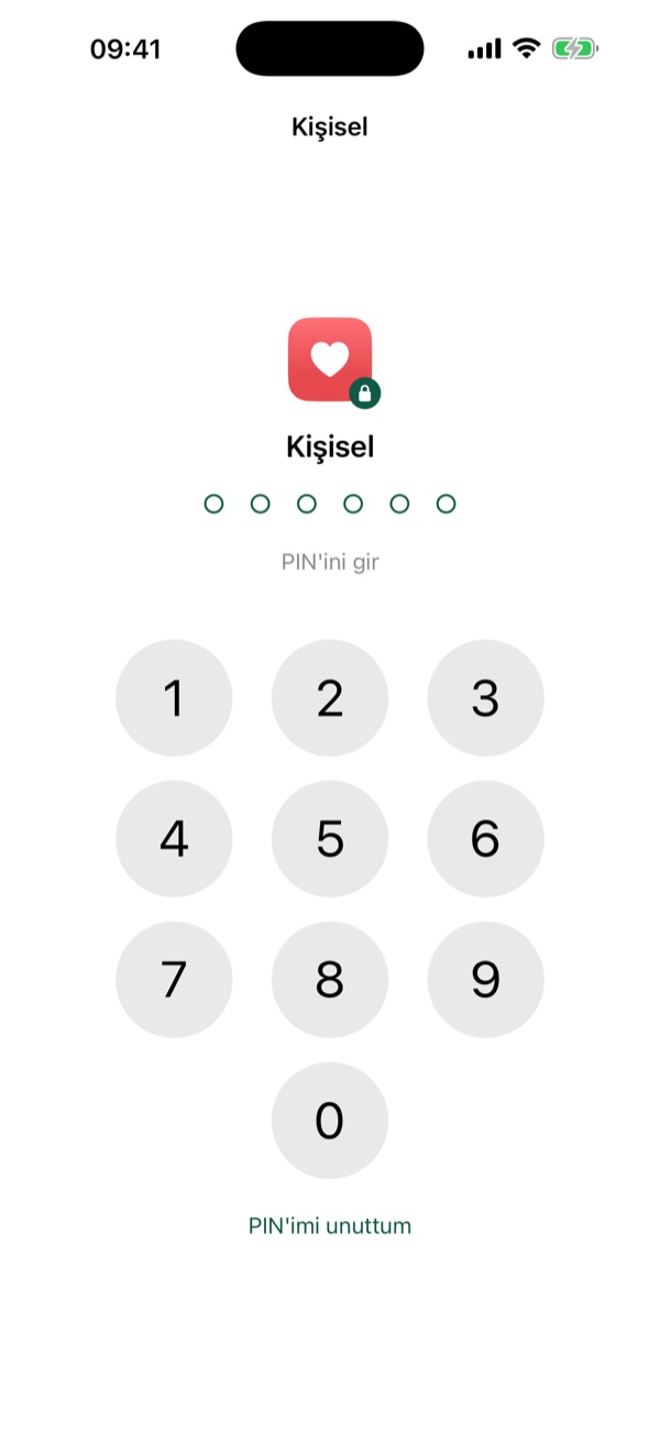 PIN ile kilitli klasör